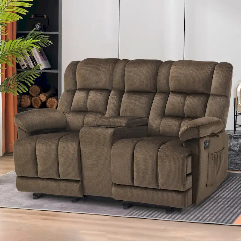 MCombo elektrischer Zweisitzer-Sessel mit Konsole, Vibration und Wärme, USB-Ladeanschlüssen, RS6234
