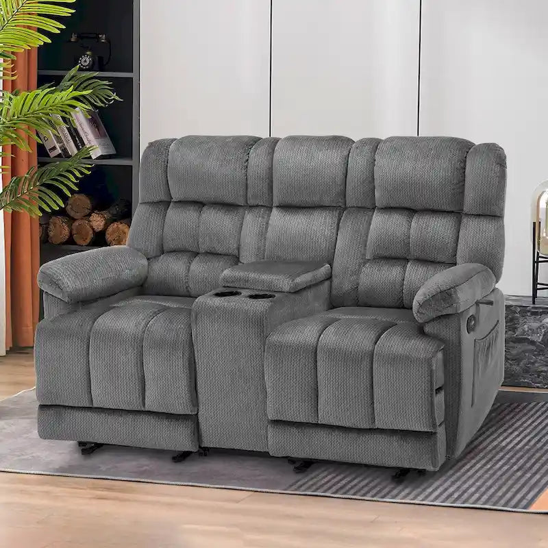 MCombo elektrischer Zweisitzer-Sessel mit Konsole, Vibration und Wärme, USB-Ladeanschlüssen, RS6234