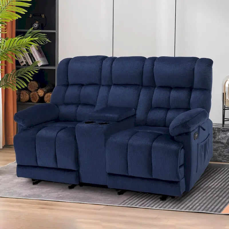 MCombo elektrischer Zweisitzer-Sessel mit Konsole, Vibration und Wärme, USB-Ladeanschlüssen, RS6234