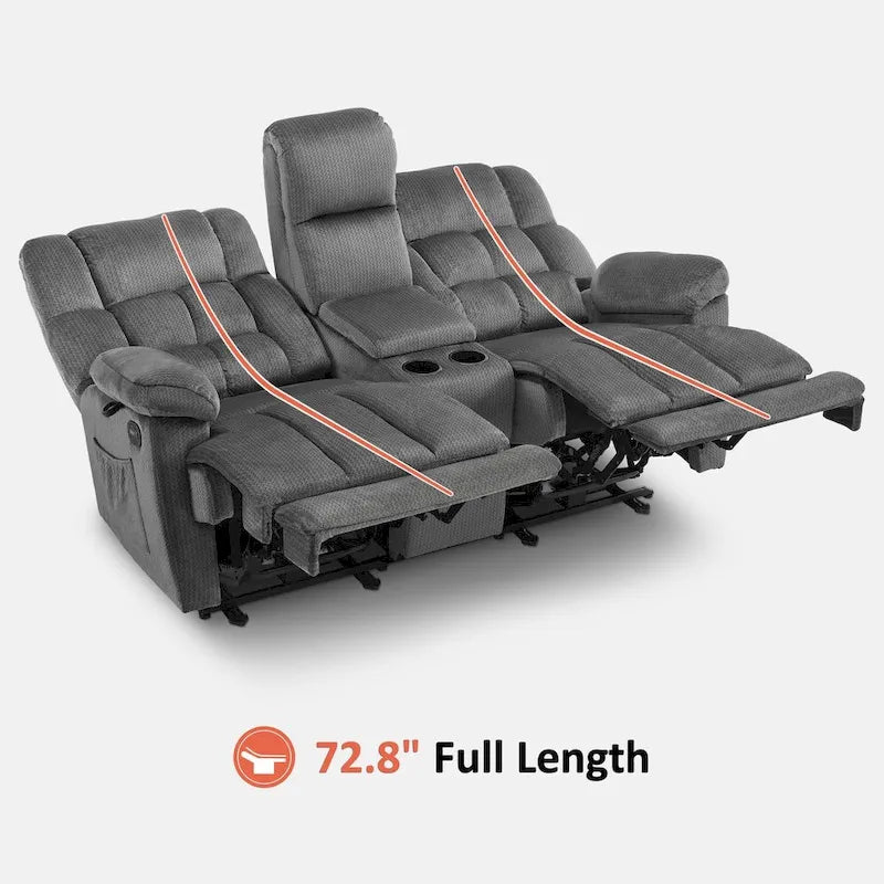 MCombo elektrischer Zweisitzer-Sessel mit Konsole, Vibration und Wärme, USB-Ladeanschlüssen, RS6234