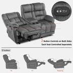 MCombo elektrischer Zweisitzer-Sessel mit Konsole, Vibration und Wärme, USB-Ladeanschlüssen, RS6234