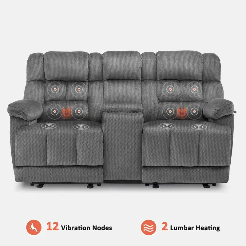 MCombo elektrischer Zweisitzer-Sessel mit Konsole, Vibration und Wärme, USB-Ladeanschlüssen, RS6234
