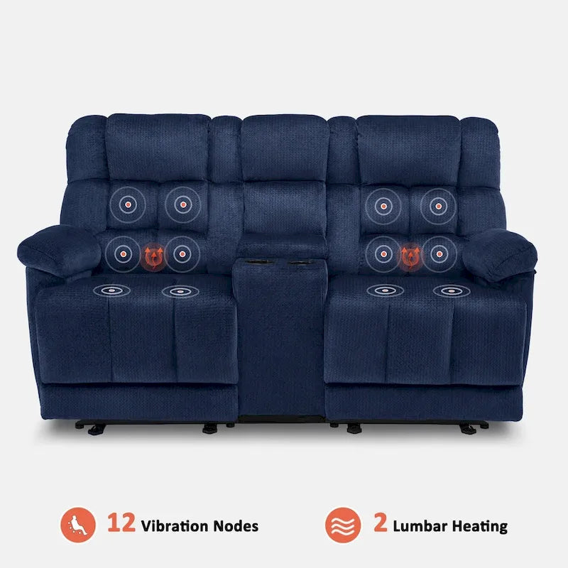 MCombo elektrischer Zweisitzer-Sessel mit Konsole, Vibration und Wärme, USB-Ladeanschlüssen, RS6234