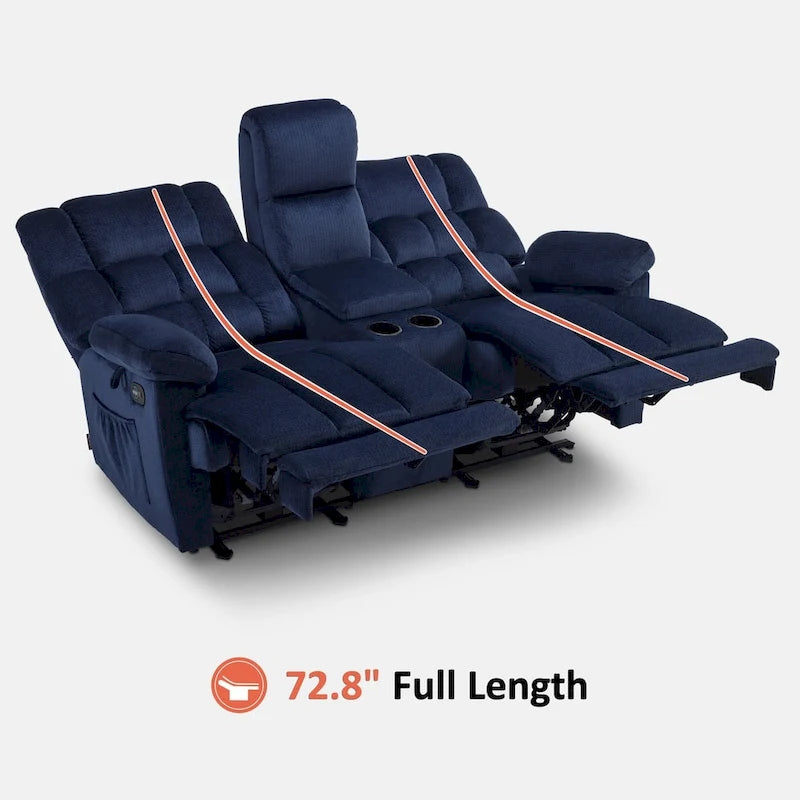 MCombo elektrischer Zweisitzer-Sessel mit Konsole, Vibration und Wärme, USB-Ladeanschlüssen, RS6234
