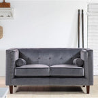 Divanetto classico Kittleson in stile Chesterfield con borchie decorative - blu