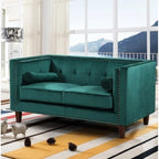 Divanetto classico Kittleson in stile Chesterfield con borchie decorative - blu