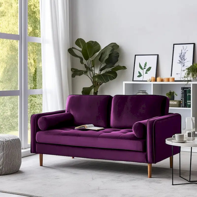 Banavos 58 Zweisitzersofa mit Samtbezug und quadratischen Armlehnen