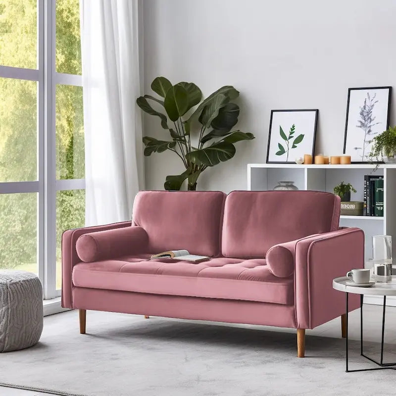 Banavos 58 Zweisitzersofa mit Samtbezug und quadratischen Armlehnen