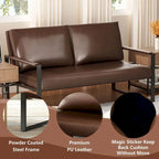 Mieres 3-teiliges Wohnzimmer-Sofa-Set aus PU-Leder im Mid-Century-Stil, bestehend aus 2 Sesseln und 1 Zweisitzer-Sofa