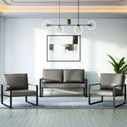 Mieres 3-teiliges Wohnzimmer-Sofa-Set aus PU-Leder im Mid-Century-Stil, bestehend aus 2 Sesseln und 1 Zweisitzer-Sofa