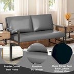 Mieres 3-teiliges Wohnzimmer-Sofa-Set aus PU-Leder im Mid-Century-Stil, bestehend aus 2 Sesseln und 1 Zweisitzer-Sofa