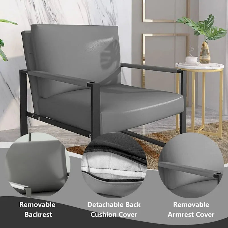 Mieres 3-teiliges Wohnzimmer-Sofa-Set aus PU-Leder im Mid-Century-Stil, bestehend aus 2 Sesseln und 1 Zweisitzer-Sofa