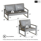 Mieres 3-teiliges Wohnzimmer-Sofa-Set aus PU-Leder im Mid-Century-Stil, bestehend aus 2 Sesseln und 1 Zweisitzer-Sofa