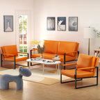 Mieres 3-teiliges Wohnzimmer-Sofa-Set aus PU-Leder im Mid-Century-Stil, bestehend aus 2 Sesseln und 1 Zweisitzer-Sofa
