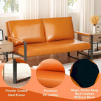 Mieres 3-teiliges Wohnzimmer-Sofa-Set aus PU-Leder im Mid-Century-Stil, bestehend aus 2 Sesseln und 1 Zweisitzer-Sofa
