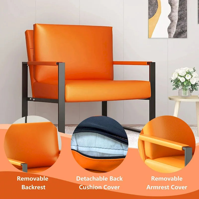 Mieres 3-teiliges Wohnzimmer-Sofa-Set aus PU-Leder im Mid-Century-Stil, bestehend aus 2 Sesseln und 1 Zweisitzer-Sofa