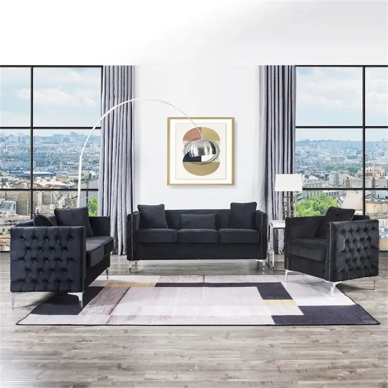 Conjunto de sala de terciopelo negro