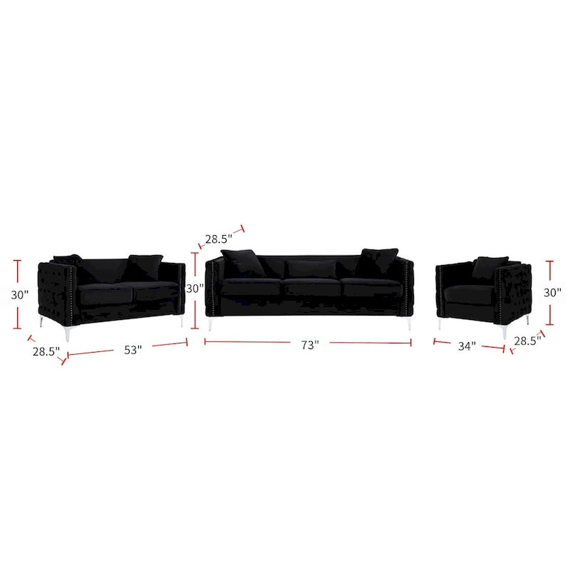 Conjunto de sala de terciopelo negro