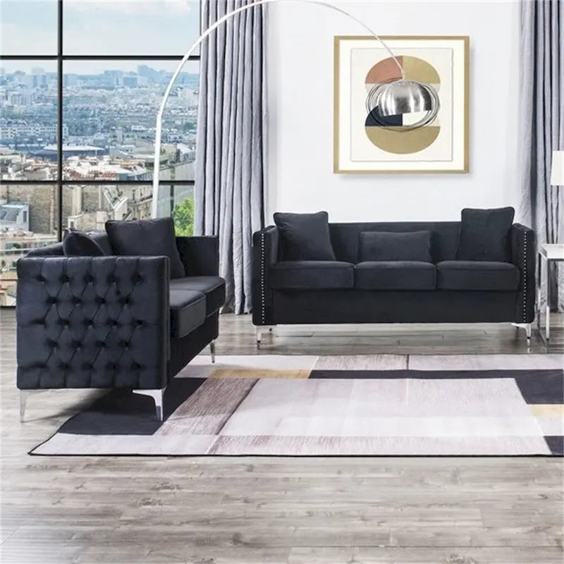 Conjunto de sala de terciopelo negro