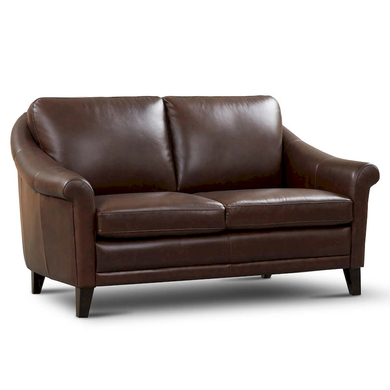 Divanetto moderno di metà secolo Sienna in pelle 100% genuina