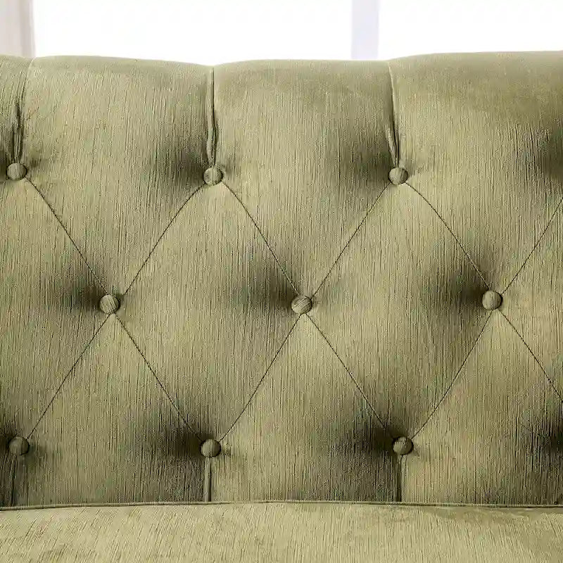 Olie eigentijdse groene gewatteerde 2-zitsbank van massief hout van Furniture of America