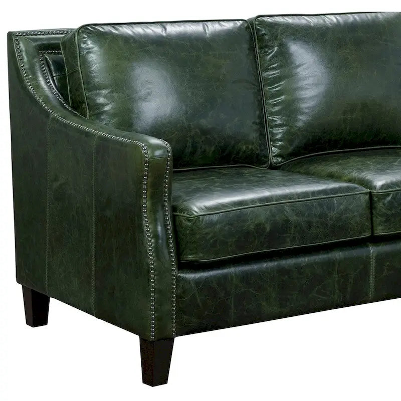 Essex Distressed Green Top Grain Leather Sofa and Chair Set