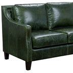 Essex Distressed Green Top Grain Leather Sofa and Chair Set
