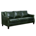 Set Essex composto da divano e due poltrone in pelle pieno fiore verde effetto vissuto