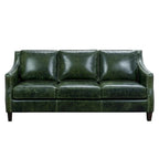Set Essex composto da divano e due poltrone in pelle pieno fiore verde effetto vissuto