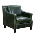 Set Essex composto da divano e due poltrone in pelle pieno fiore verde effetto vissuto