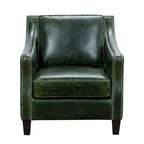 Set Essex composto da divano e due poltrone in pelle pieno fiore verde effetto vissuto