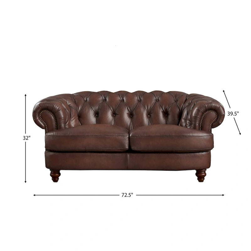 Hydeline Newport Chesterfield-loveseat van volnerfleer