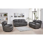Set da soggiorno Betsy Furniture in pelle rigenerata reclinabile elettricamente, 3 pezzi: divano, divanetto e poltrona