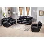 Set da soggiorno Betsy Furniture in pelle rigenerata reclinabile elettricamente, 3 pezzi: divano, divanetto e poltrona