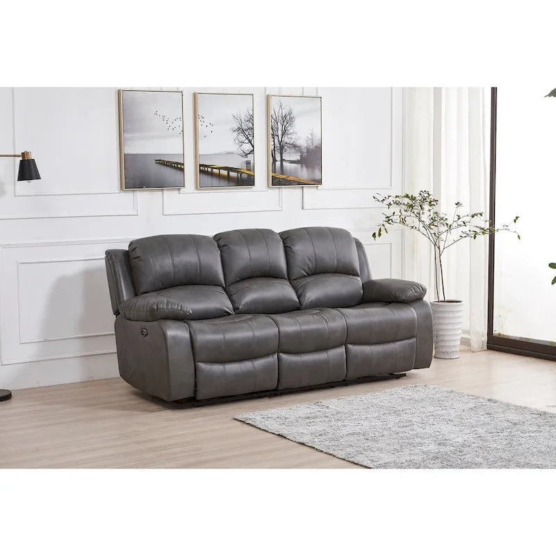 Set da soggiorno Betsy Furniture in pelle rigenerata reclinabile elettricamente, 3 pezzi: divano, divanetto e poltrona