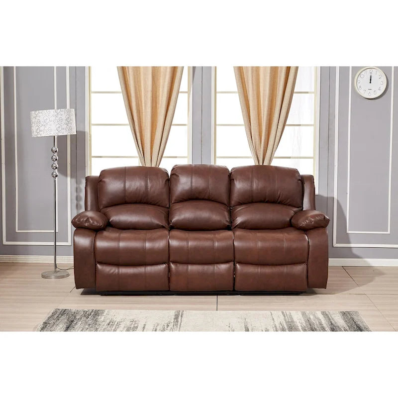 Set da soggiorno Betsy Furniture in pelle rigenerata reclinabile elettricamente, 3 pezzi: divano, divanetto e poltrona