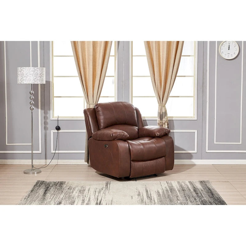 Set da soggiorno Betsy Furniture in pelle rigenerata reclinabile elettricamente, 3 pezzi: divano, divanetto e poltrona