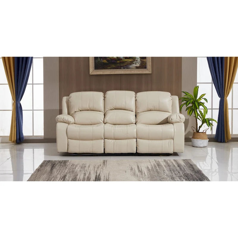 Set da soggiorno Betsy Furniture in pelle rigenerata reclinabile elettricamente, 3 pezzi: divano, divanetto e poltrona