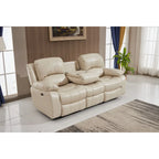 Set da soggiorno Betsy Furniture in pelle rigenerata reclinabile elettricamente, 3 pezzi: divano, divanetto e poltrona