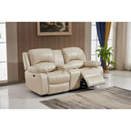 Set da soggiorno Betsy Furniture in pelle rigenerata reclinabile elettricamente, 3 pezzi: divano, divanetto e poltrona