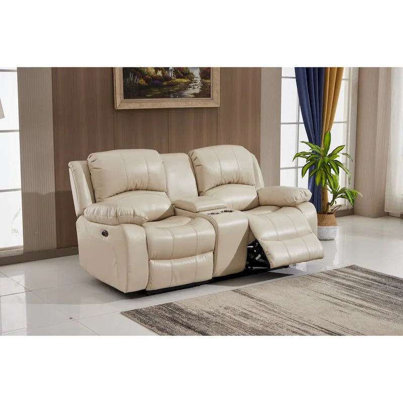 Set da soggiorno Betsy Furniture in pelle rigenerata reclinabile elettricamente, 3 pezzi: divano, divanetto e poltrona