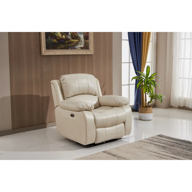 Set da soggiorno Betsy Furniture in pelle rigenerata reclinabile elettricamente, 3 pezzi: divano, divanetto e poltrona