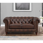 Hydeline Alton Bay Chesterfield-bank en loveseat van volnerfleer - bank, loveseat