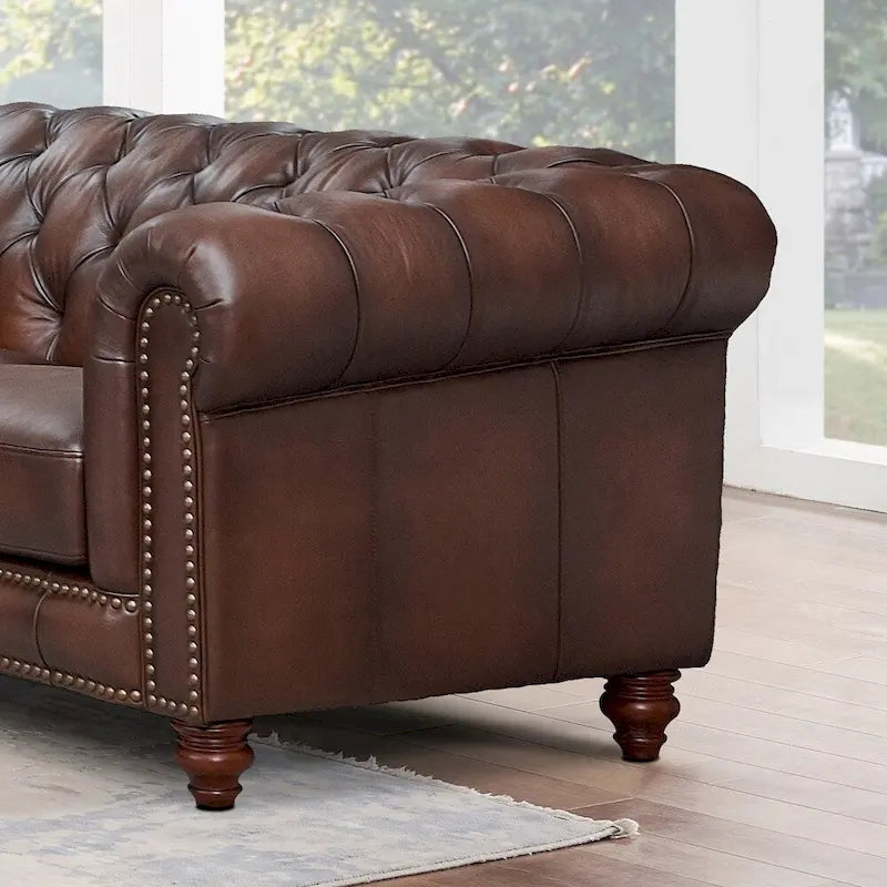 Hydeline Alton Bay Chesterfield-bank en loveseat van volnerfleer - bank, loveseat