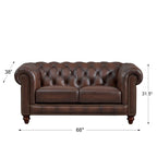 Hydeline Alton Bay Chesterfield-bank en loveseat van volnerfleer - bank, loveseat