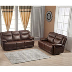 Conjunto de sala reclinable de 2 piezas de cuero regenerado Betsy Furniture: sofá y sofá de dos plazas
