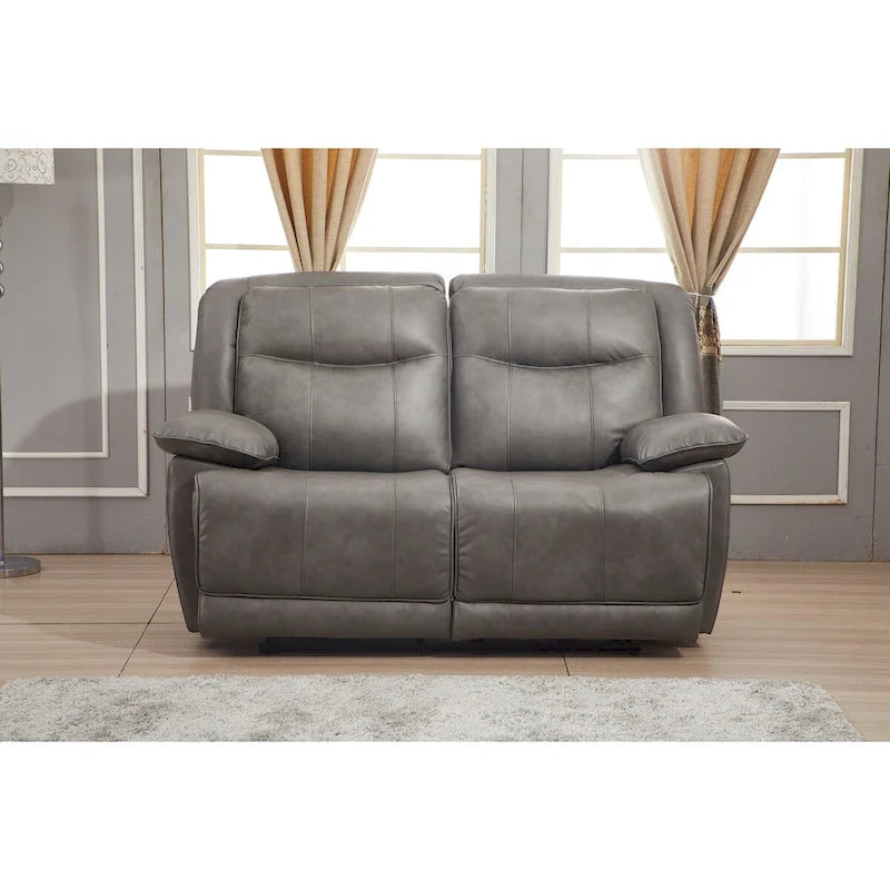 Conjunto de sala reclinable de 2 piezas de cuero regenerado Betsy Furniture: sofá y sofá de dos plazas