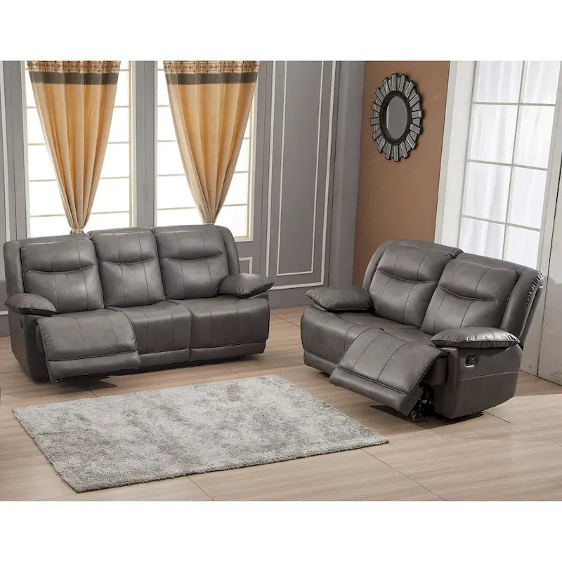 Conjunto de sala reclinable de 2 piezas de cuero regenerado Betsy Furniture: sofá y sofá de dos plazas