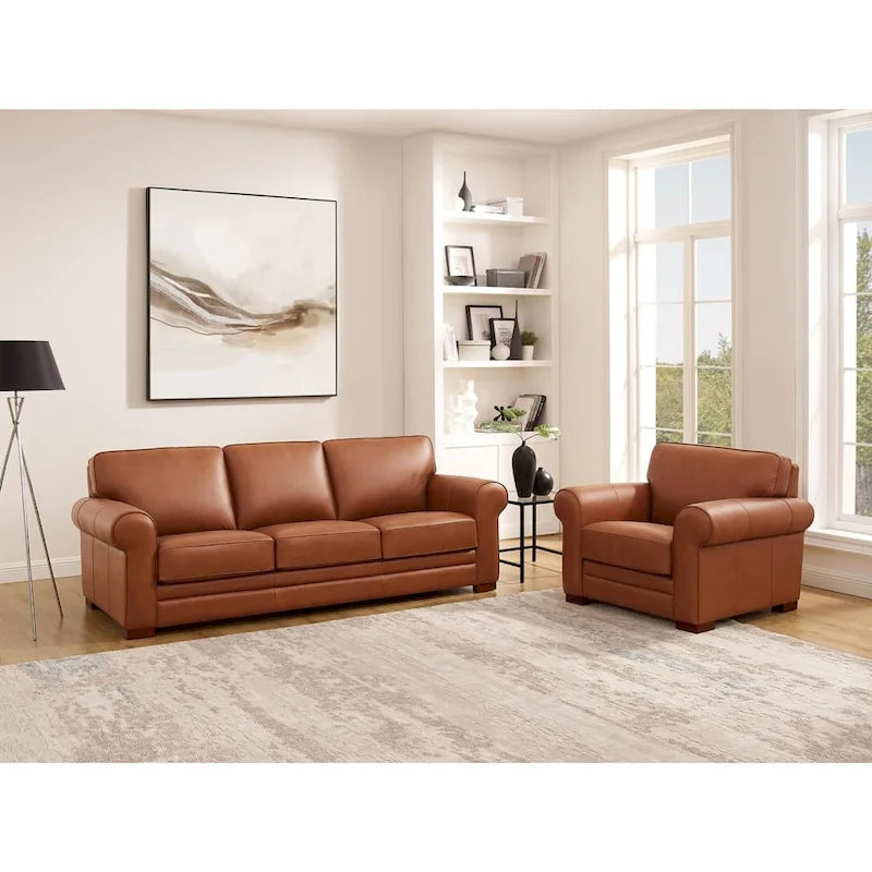 Hydeline Brookfield Sofa-Set aus vollnarbigem Leder, Sofa und Sessel