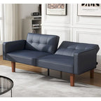 Futon-Schlafsofa, Couch aus Kunstleder mit Memory-Schaum, modernes, umwandelbares Zweisitzersofa für kompakte Wohnzimmer